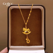 金色碎碎冰小马本命年钱币吊坠项链女款 配饰高级感轻奢小众毛衣链