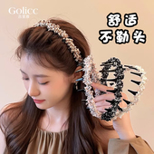 高级感高颅顶头饰 发箍女款 2026新款 编织带齿防滑波浪发卡洋气时尚