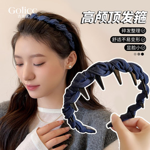高端日常外戴发饰 头饰2025新款 牛仔蓝缠绕发箍女款 高级感洋气时尚