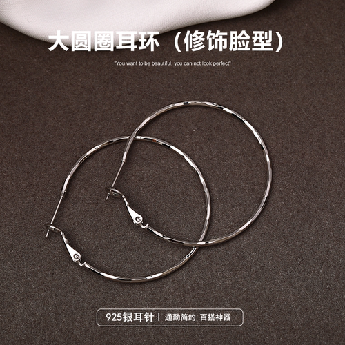 银色夸张大圈圈耳环轻奢高级感