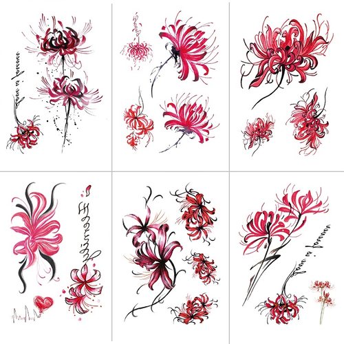 彼岸花纹身贴刺青素材模板 彼岸花纹身贴刺青图片下载 小麦优选