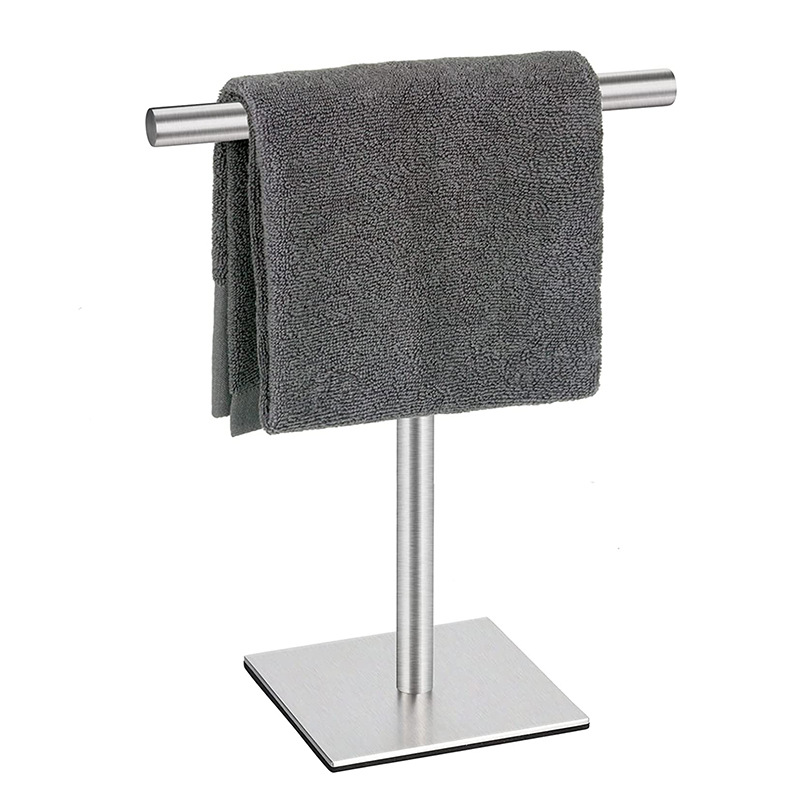 立式毛巾架304不锈钢浴室厨房台面擦手架置物T型手巾架免打孔移动