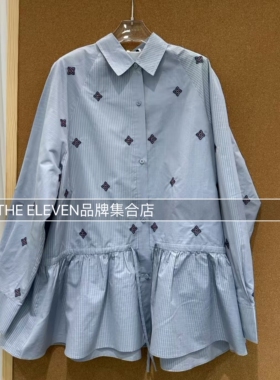 MMQ2026早春新款条纹刺绣荷叶边宽松衬衫原2280