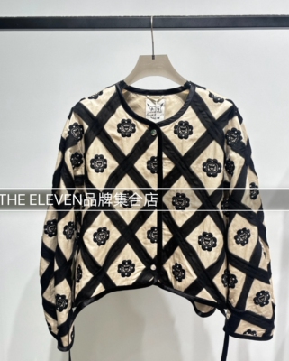 mmq设计师品牌26新款刺绣钉珠花朵小香风外套YCH抽绳绿色阔腿裤