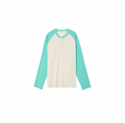 对倒26ss插袖亨利T恤四个颜色长袖设计师款圆领拼色