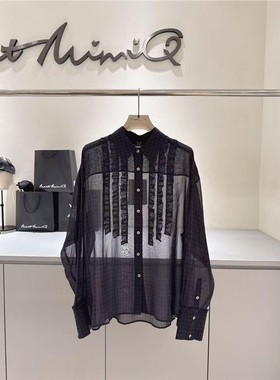 meetmimiq设计师2025春夏新品格纹木耳边衬衫背带裤MQ