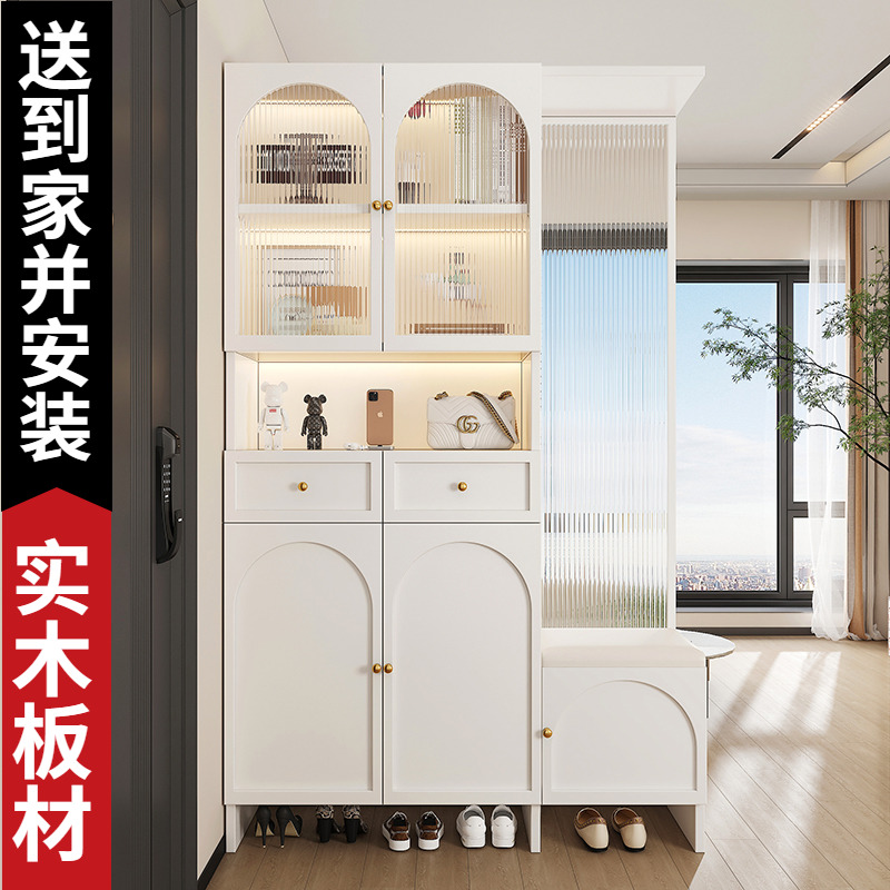 防爆钢化玻璃一体换鞋凳隔断屏风