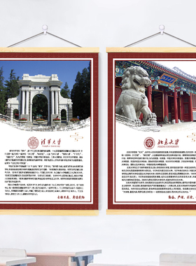 中国名校简介卷轴挂画985211大学装饰画校园文化班级励志墙贴海报