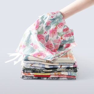 宽松人造棉家居裤 复古印花休闲裤 可外穿长裤 棉绸睡裤 女松紧腰薄款