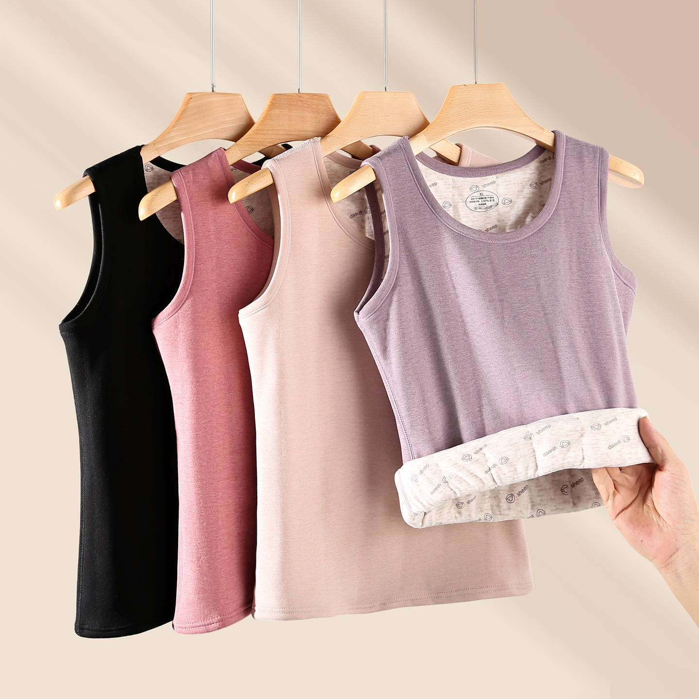 妈妈保暖背心女士羊毛加厚防寒