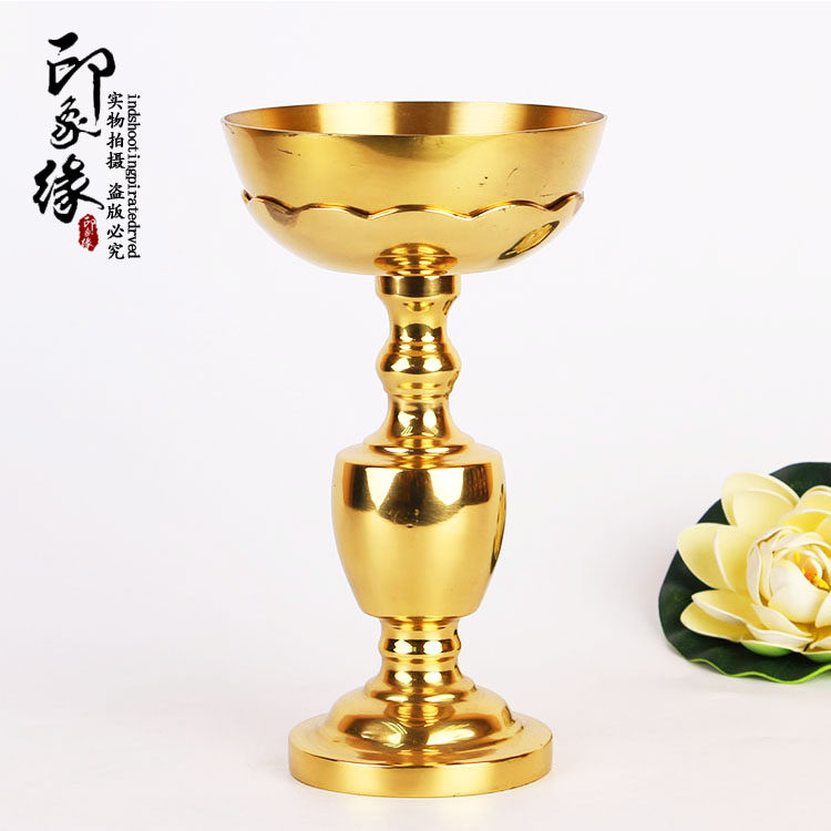 佛堂供佛纯铜光身无字高脚铜碗油灯8寸-19寸酥油灯长明灯供佛灯台