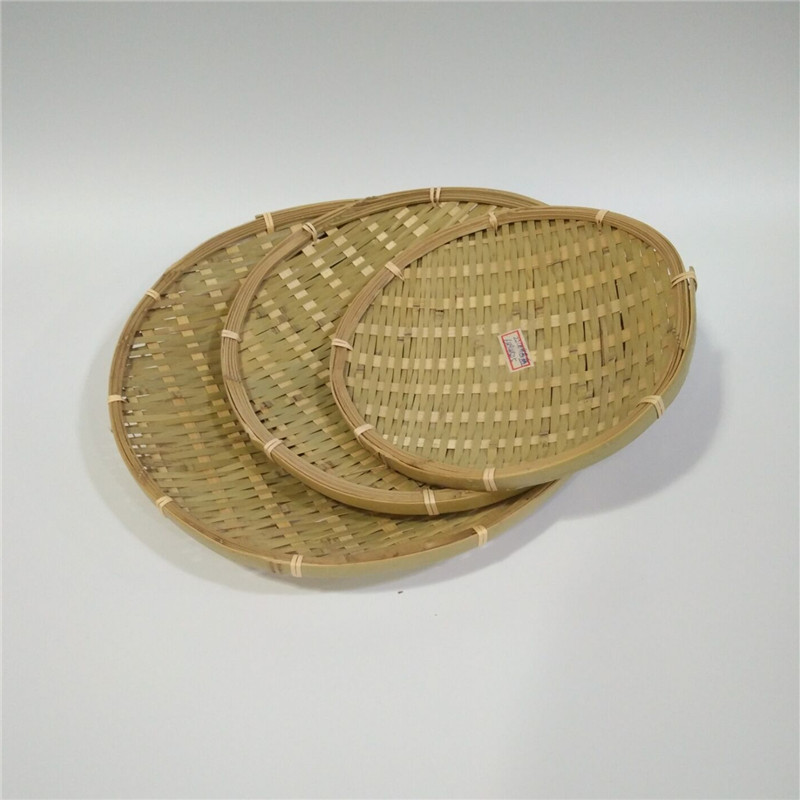 竹编筐 收纳筐 浅盘 果盘 沥水盘 酒店饭店餐具 专用水果盘面包盘