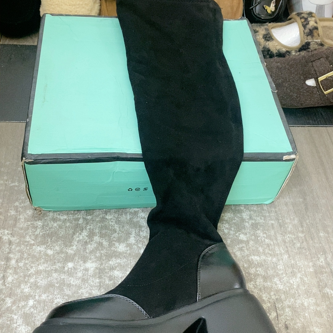 35绒面羊皮加绒过膝跟高7,女鞋,浅口单鞋,淘宝优惠券,粉丝福利购,淘宝优惠卷