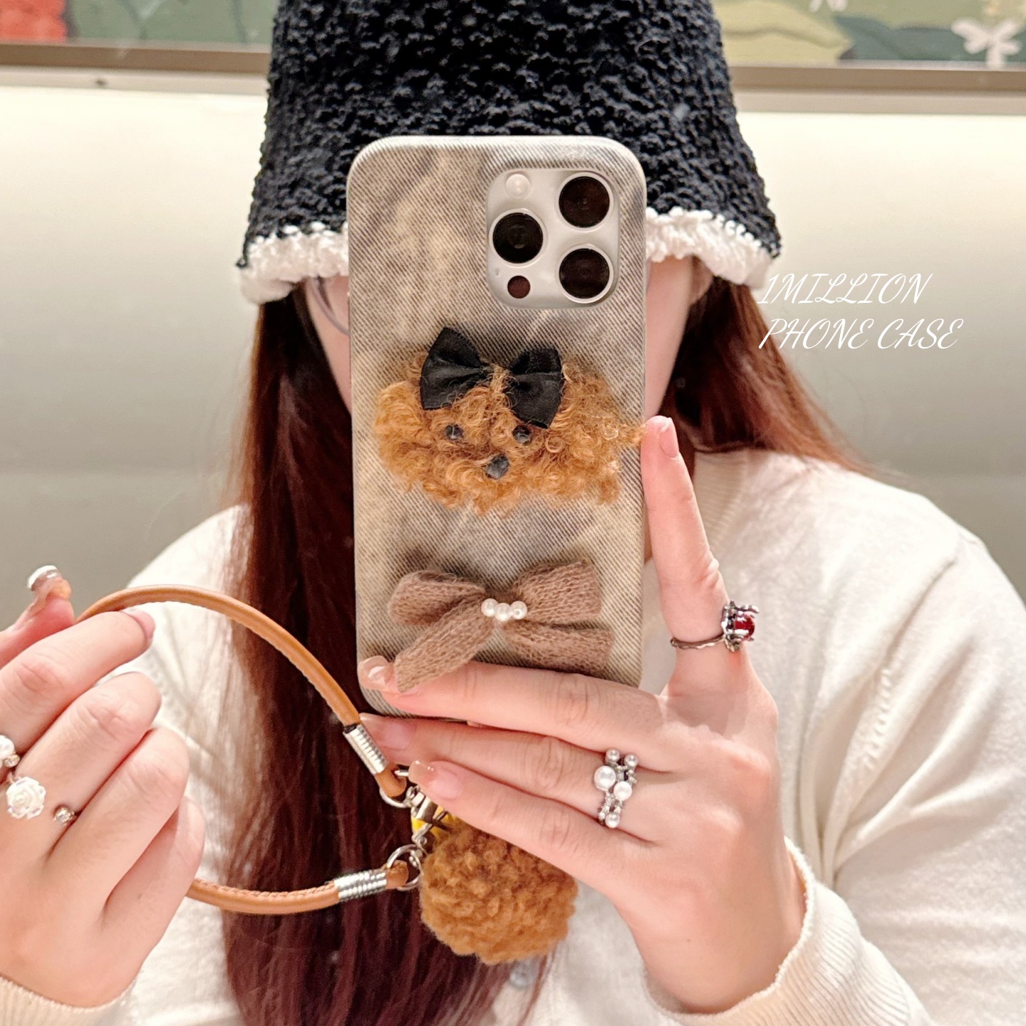 可爱绒布毛绒泰迪狗适用于苹果iPhone17promax手机壳16pro女款卡通15pro毛茸茸14pro新款13保护套17pro潮流感