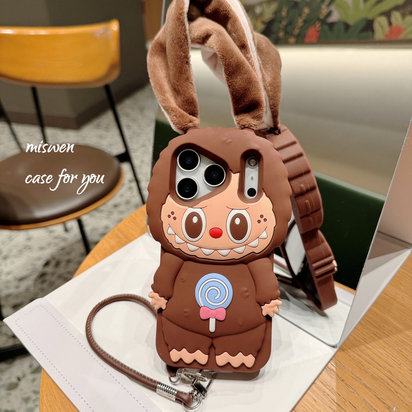 立体可爱卡通拉布布耳朵手提腕带适用iphone17promax手机壳16pro苹果14全包13女款15软壳硅胶14pro新款潮流感