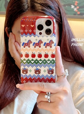 ins风费尔岛红色苹果小马适用iPhone17promax手机壳苹果16pro女款15pro防摔全包14pro新款13少女简约系列17潮