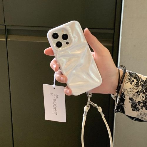简约褶皱苹果17AIR手机壳新款适用iPhone13女款16promax高级感11创意12个性15p全包防摔14pro网红小众ins风软