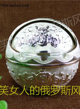 特价R-26特介俄罗斯锡金属烟灰缸圆球形大号银白色爱心玫瑰花精致