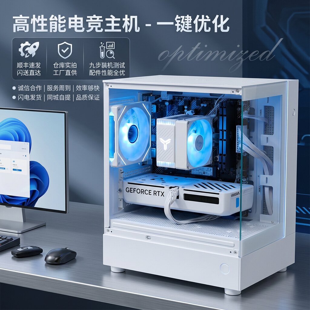 电竞游戏电脑主机海景房AMD3060独显台式机DIY组装机高配置三角洲