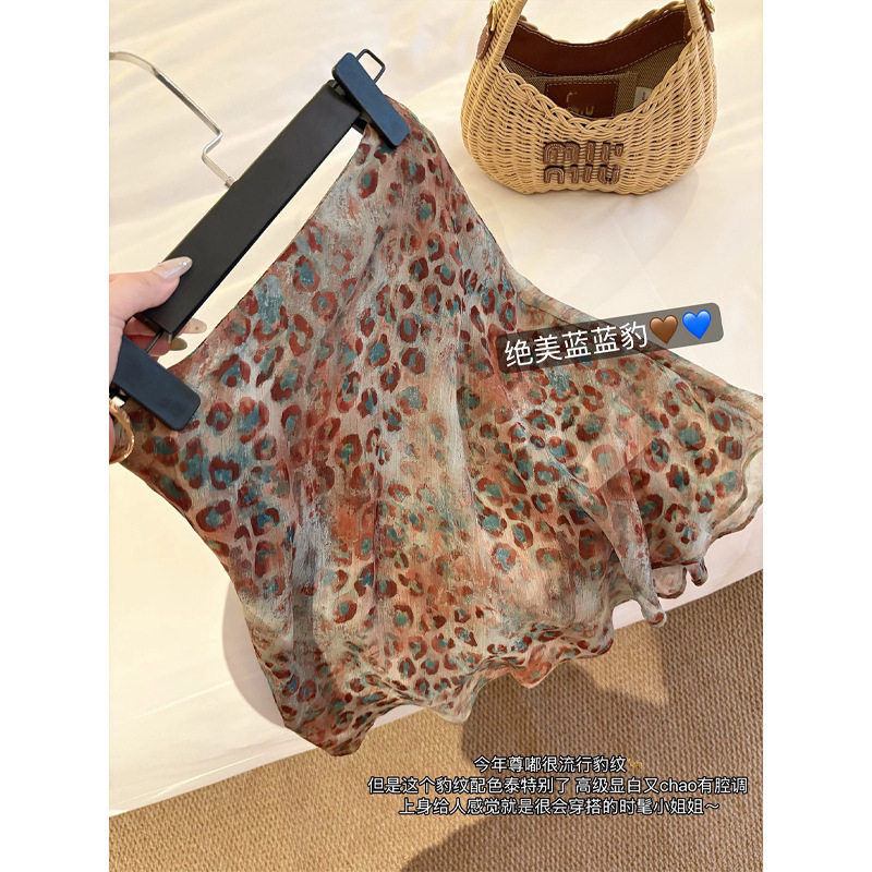 气质雪纺豹纹半身裙女2026新款夏季爆复古辣妹高腰显瘦百搭短裙子