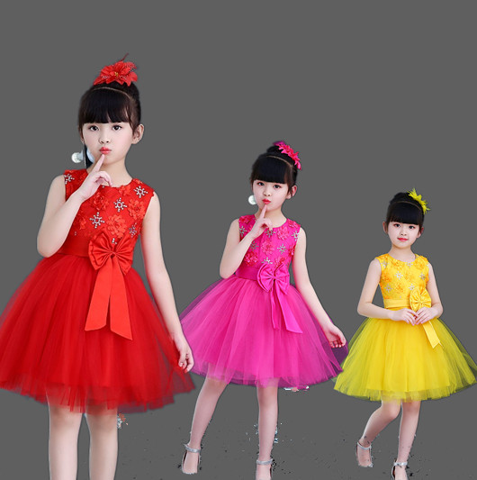 六一公主裙舞蹈小学生儿童演出服
