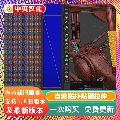 Blender插件 Ministry of Flat 智能UV工具自动拓扑贴图拉伸接缝