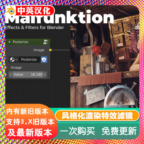 Blender插件 Malfunktion 2.0 风格化渲染特效滤镜合成失真预设