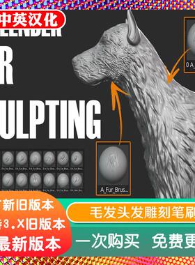 blender插件 Sculpting Fur And Hair Brushes 毛发头发雕刻笔刷