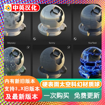 Blender插件Hull Texture And Examples 硬表面太空战机科幻材质