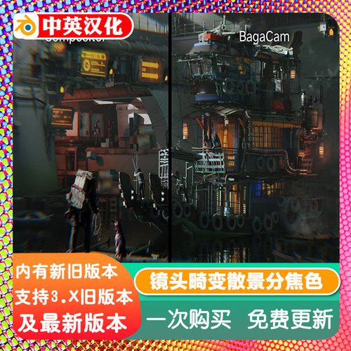 blender插件中文 Baga Cam OSL 实时相机镜头效果畸变散景分焦色