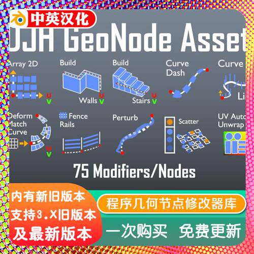 blender插件 Djh Geometry Node Assets V13 程序几何节点修改器