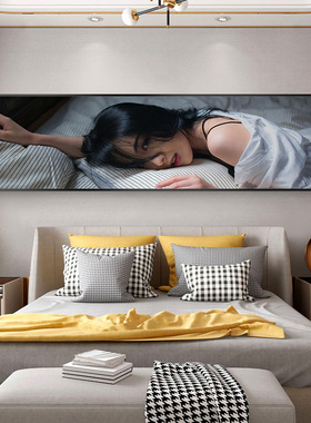 后现代卧室床头装饰画美女人物横版客厅挂画主卧房间宾馆酒店壁画