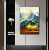 331美式 巨人山 客厅玄关入户风景画挂画新款 沙发背景墙装 饰画欧式