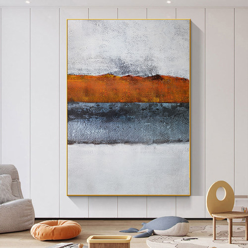 侘寂风大幅客厅沙发背景墙挂画