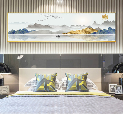 4981新中式客厅装饰画沙发背景墙床头横幅禅意山水中国风挂画