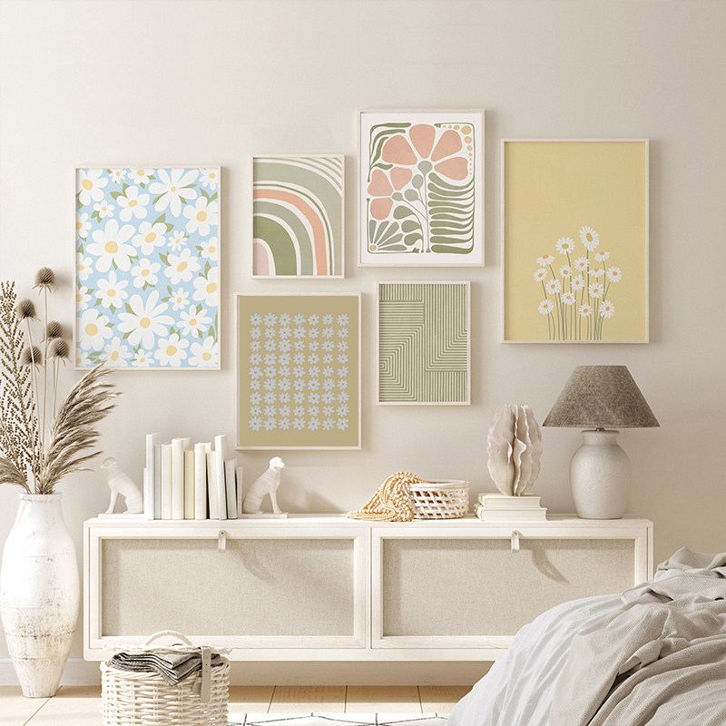 现代简约客厅装饰画抽象小众沙发背景墙挂画小清新餐厅墙壁五联画,家居饰品,现代装饰画,淘宝优惠券,粉丝福利购,淘宝优惠卷