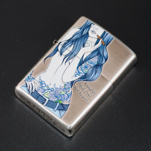 Zippo日版熏银纹身女郎打火机