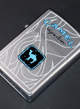 原装正品Zippo芝宝打火机-绝版收藏-2007年镀铬花沙骆驼蓝色印章