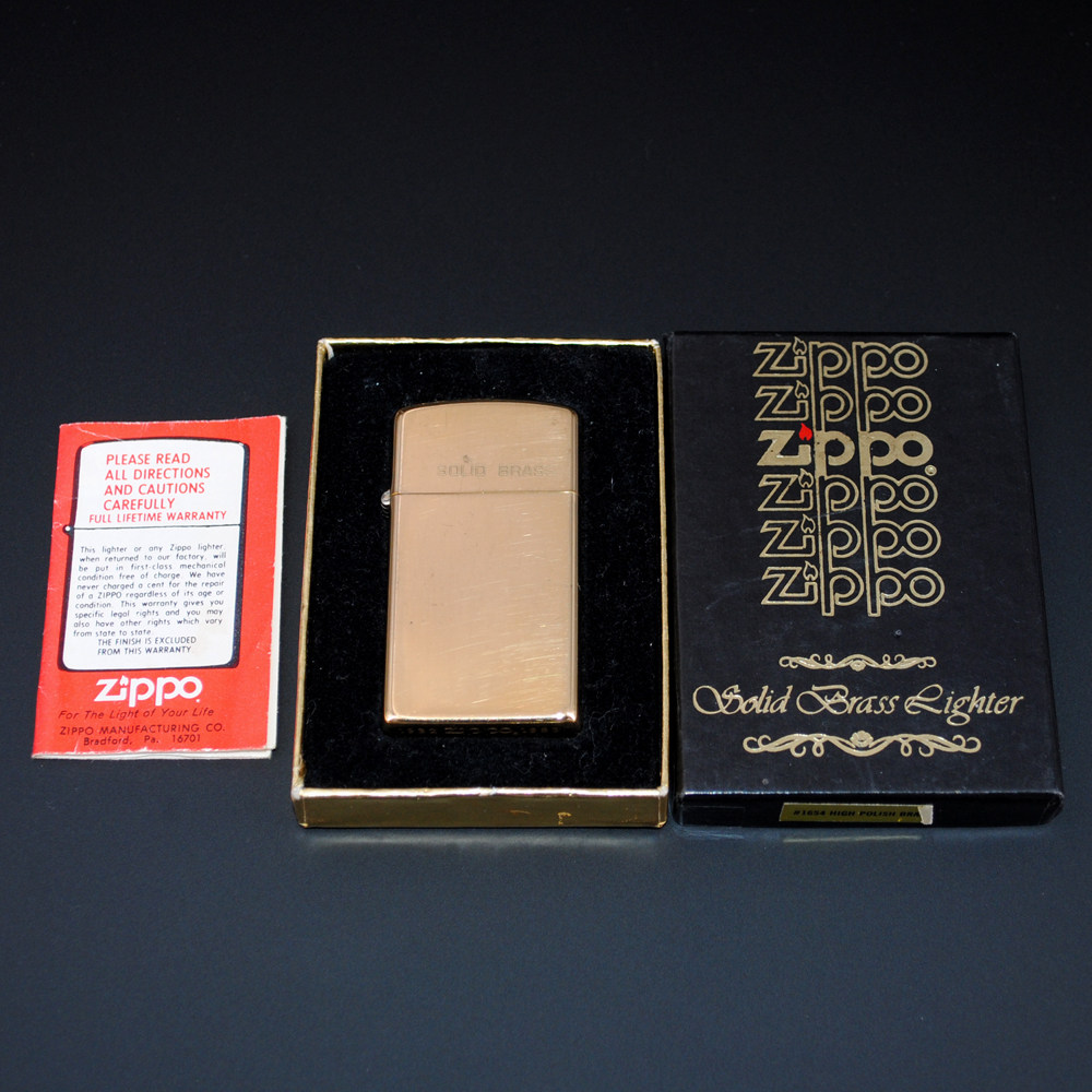 原装正品Zippo打火机-老机收藏-1983年首版纯铜纤巧窄机纪念底