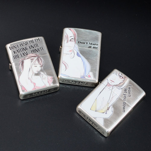 Zippo日版熏银美女女郎打火机