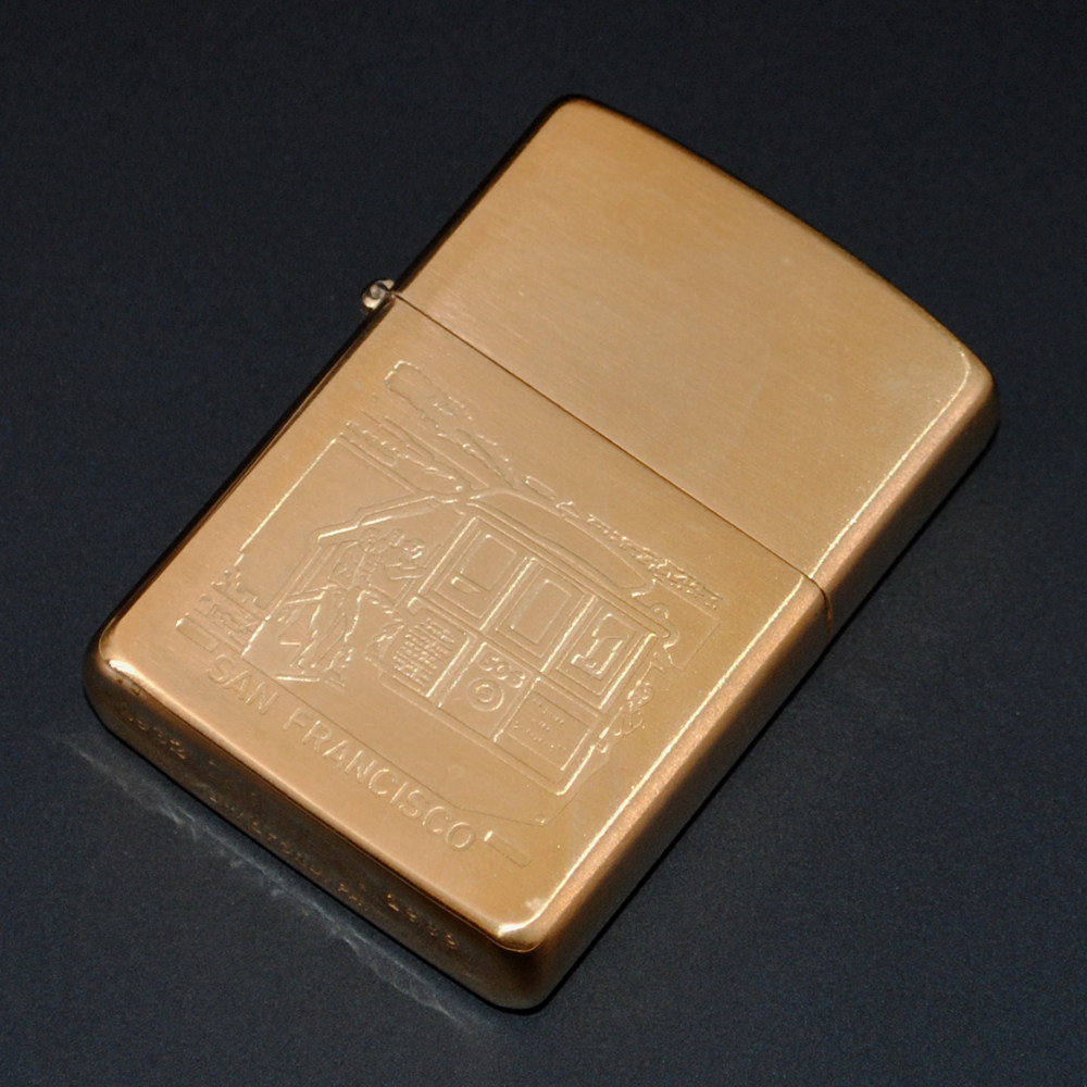 原装正品Zippo打火机-老机收藏-1989年纯铜纪念底旧金山电车
