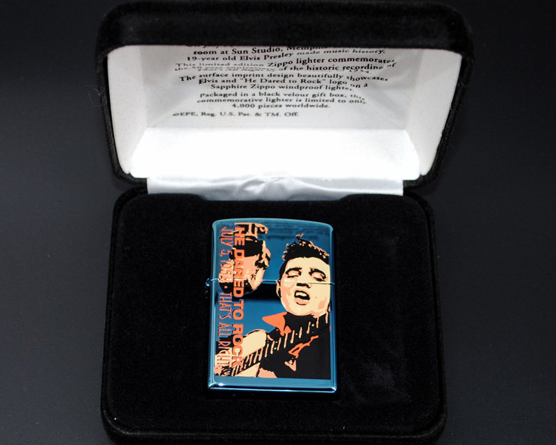 原装正品Zippo芝宝打火机-绝版收藏-2004年蓝冰猫王纪念限量4000