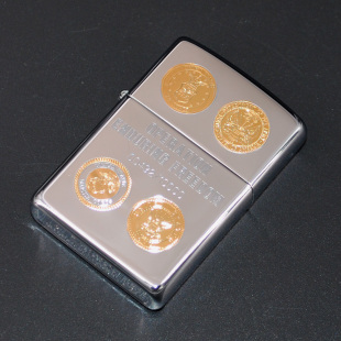 精品收藏 Zippo打火机 2002年24K鎏金四军章自由行动 正品 原装