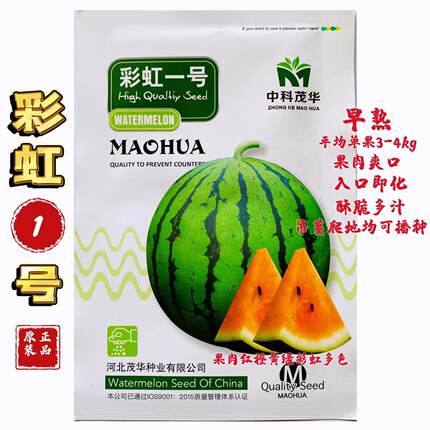 彩虹一号二号西瓜种子种籽特大超甜冰淇淋四季特色礼品黄瓤西瓜孑