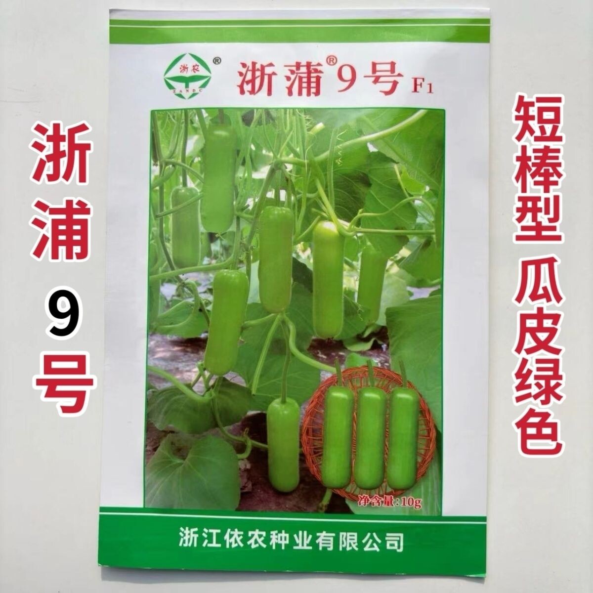 浙农浙浦9号瓠瓜种子早熟杂交一代瓜皮绿色短棒型蒲瓜种子产量高