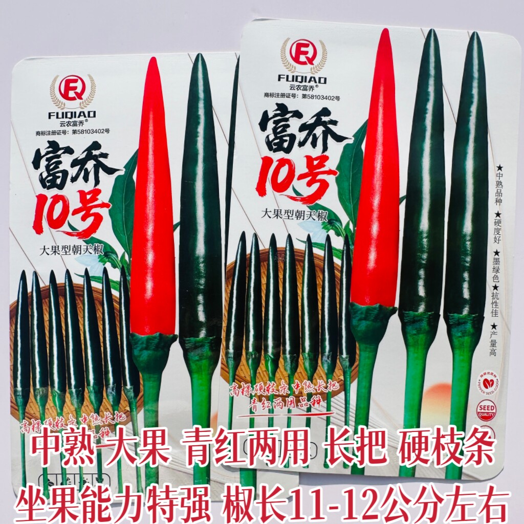 富乔10号大果型朝天椒种子中熟长把坐果力强抗病青红两用辣椒种籽