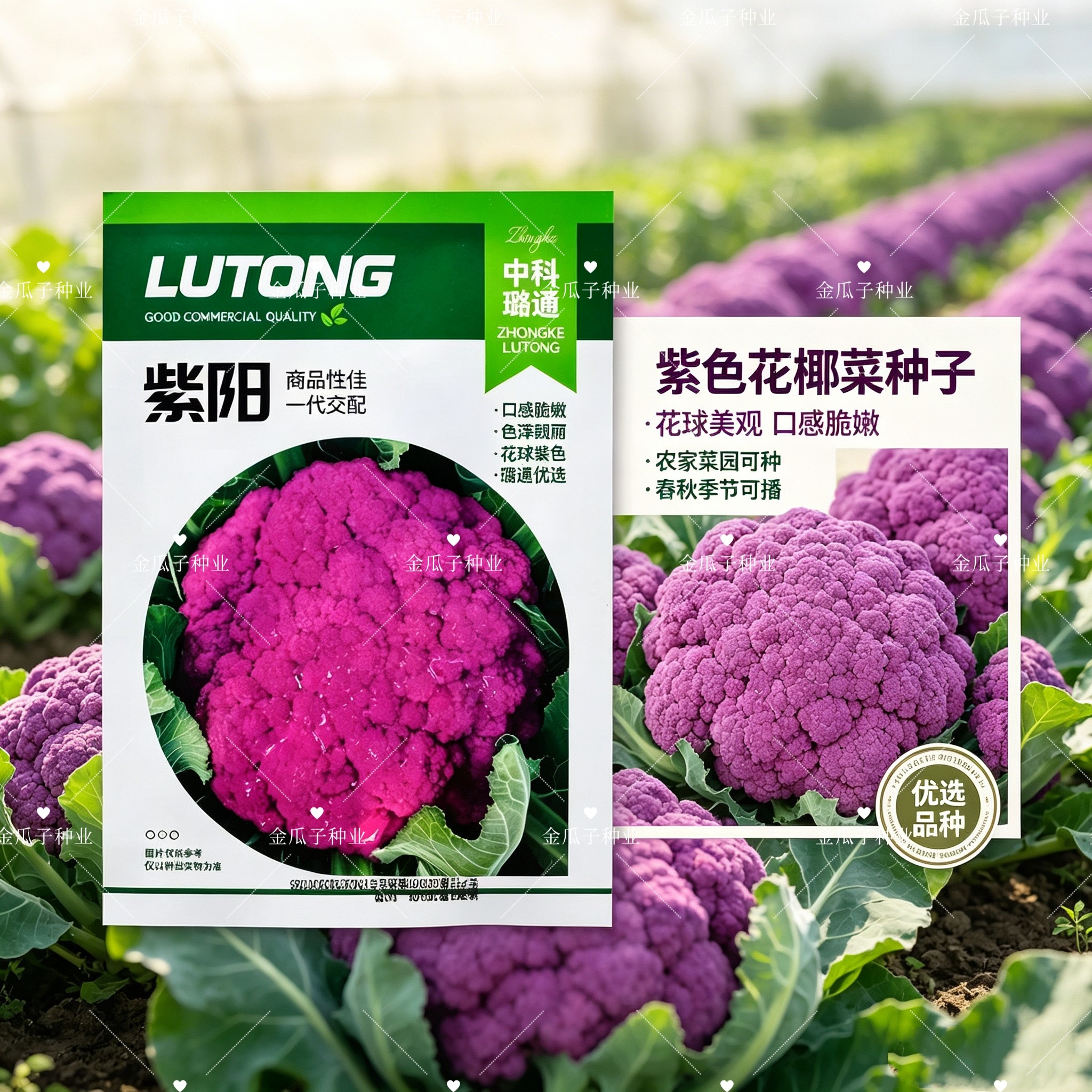 紫阳花菜种子紫色花球西兰花种子紫色松花菜种子紫色花椰菜种籽
