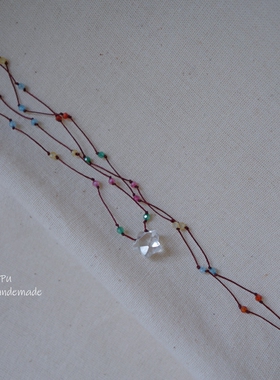 原创超美编织白水晶星星项链