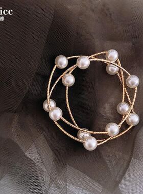 多层交叉珍珠手链花式迷人超仙