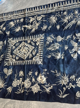 少数民族手工艺品老绣背带围腰松桃云肩苗族衣服土布老蜡染A908